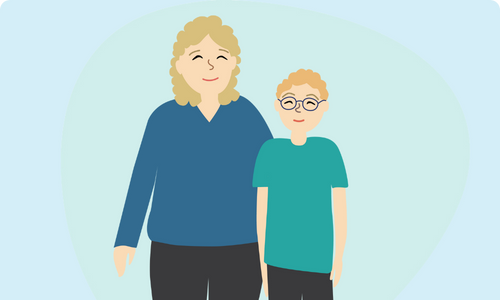 illustration of a mother and son
