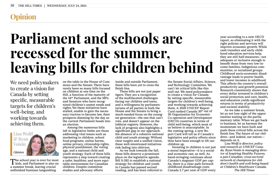 Screenshot of the Op-Ed in the Hill Times