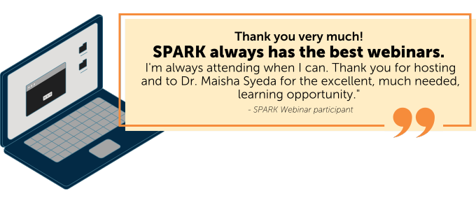 Testimonial quote for SPARK Live webinars